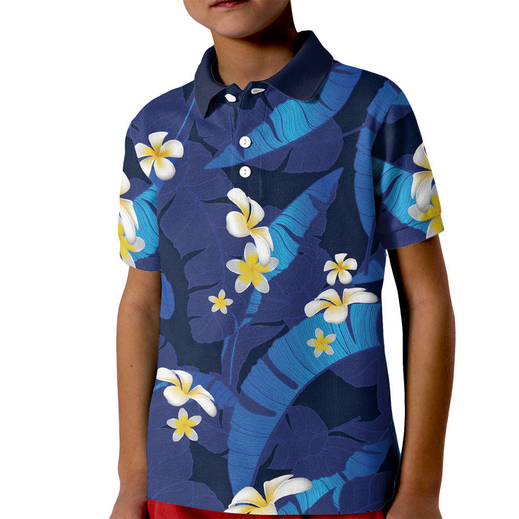 Teal Purple Banana Leaf Hawaii Kid Polo Shirt Lau Maia Plumeria Tropical Summer Vibes LT14 Kid Teal Purple - Polynesian Pride