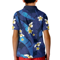 Teal Purple Banana Leaf Hawaii Kid Polo Shirt Lau Maia Plumeria Tropical Summer Vibes LT14 - Polynesian Pride