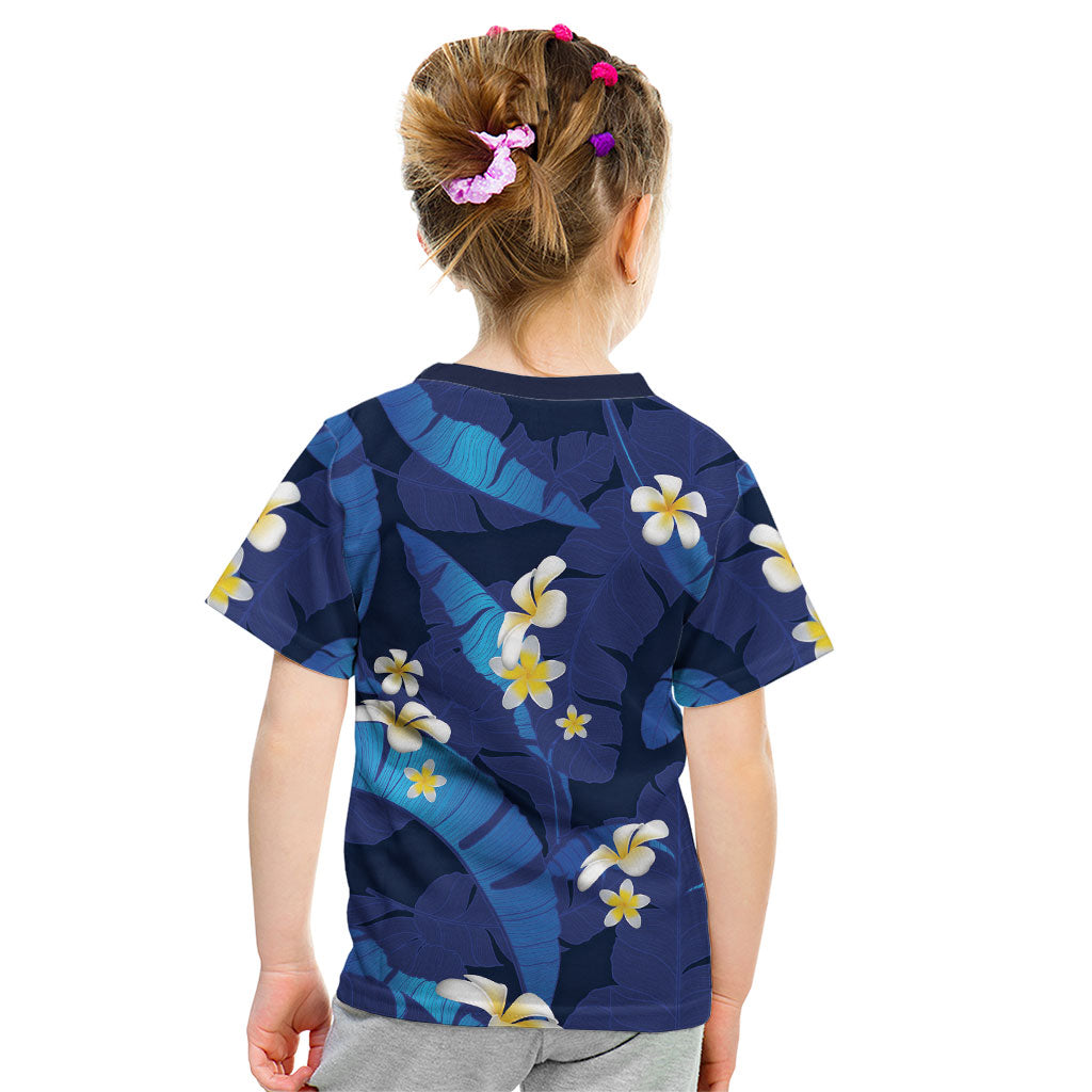 Teal Purple Banana Leaf Hawaii Kid T Shirt Lau Maia Plumeria Tropical Summer Vibes LT14 - Polynesian Pride
