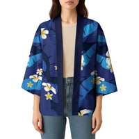 Teal Purple Banana Leaf Hawaii Kimono Lau Maia Plumeria Tropical Summer Vibes LT14 - Polynesian Pride