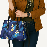 Teal Purple Banana Leaf Hawaii Leather Bag Lau Maia Plumeria Tropical Summer Vibes LT14 - Polynesian Pride