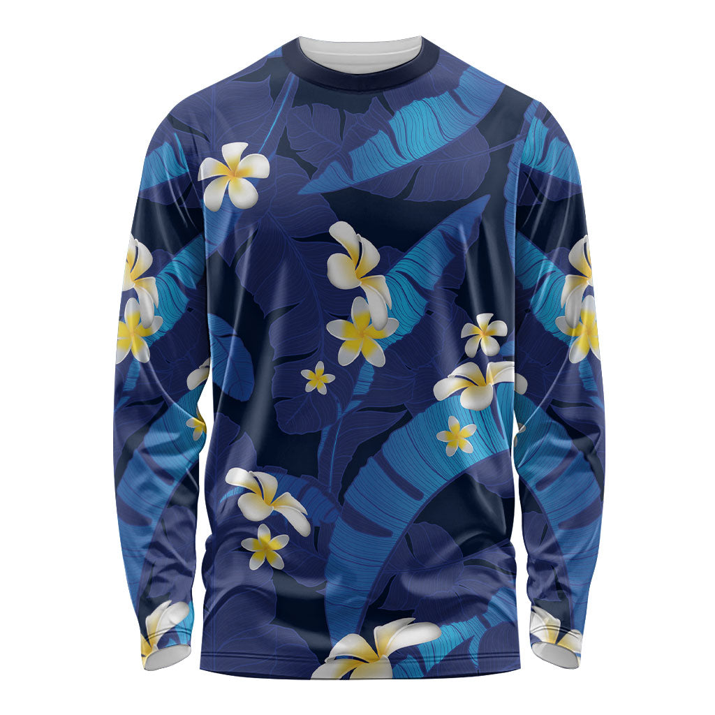 Teal Purple Banana Leaf Hawaii Long Sleeve Shirt Lau Maia Plumeria Tropical Summer Vibes LT14 Unisex Teal Purple - Polynesian Pride