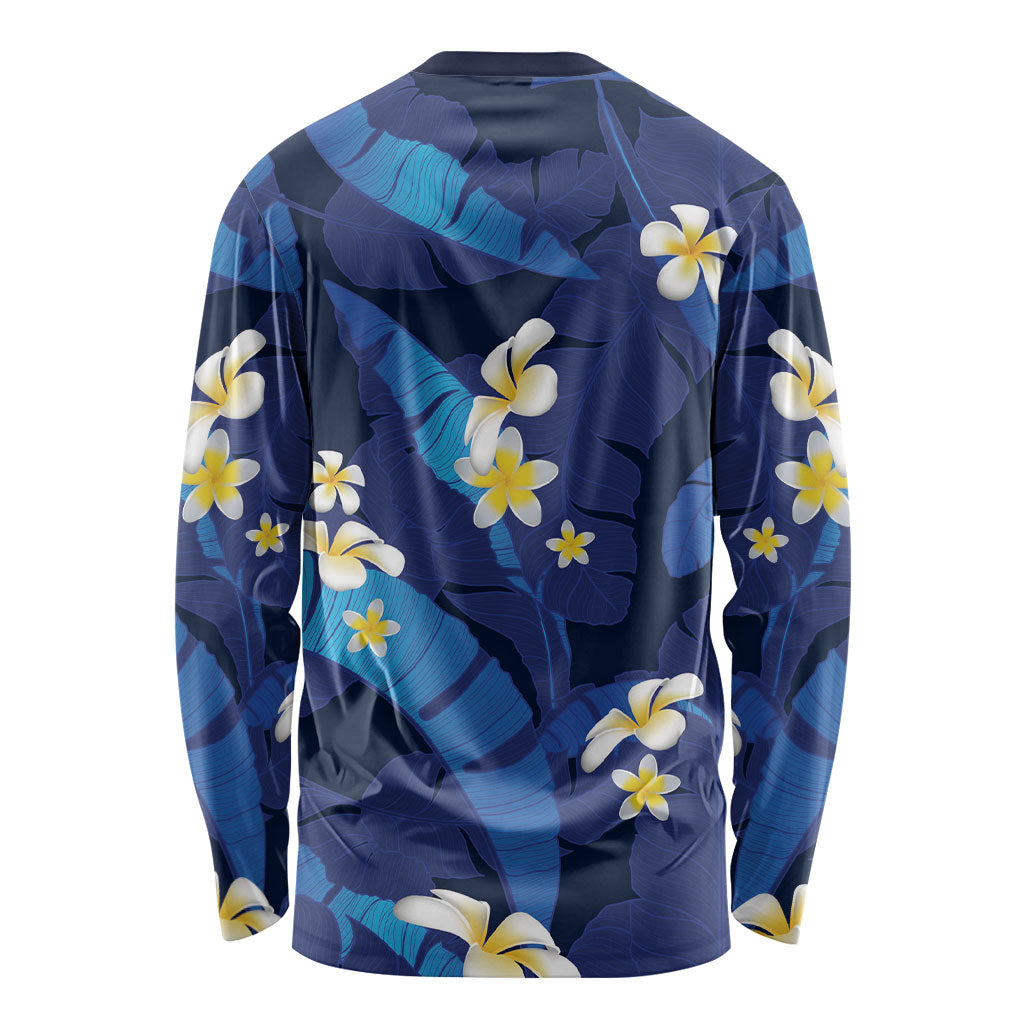 Teal Purple Banana Leaf Hawaii Long Sleeve Shirt Lau Maia Plumeria Tropical Summer Vibes LT14 - Polynesian Pride