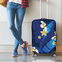 Teal Purple Banana Leaf Hawaii Luggage Cover Lau Maia Plumeria Tropical Summer Vibes LT14 - Polynesian Pride