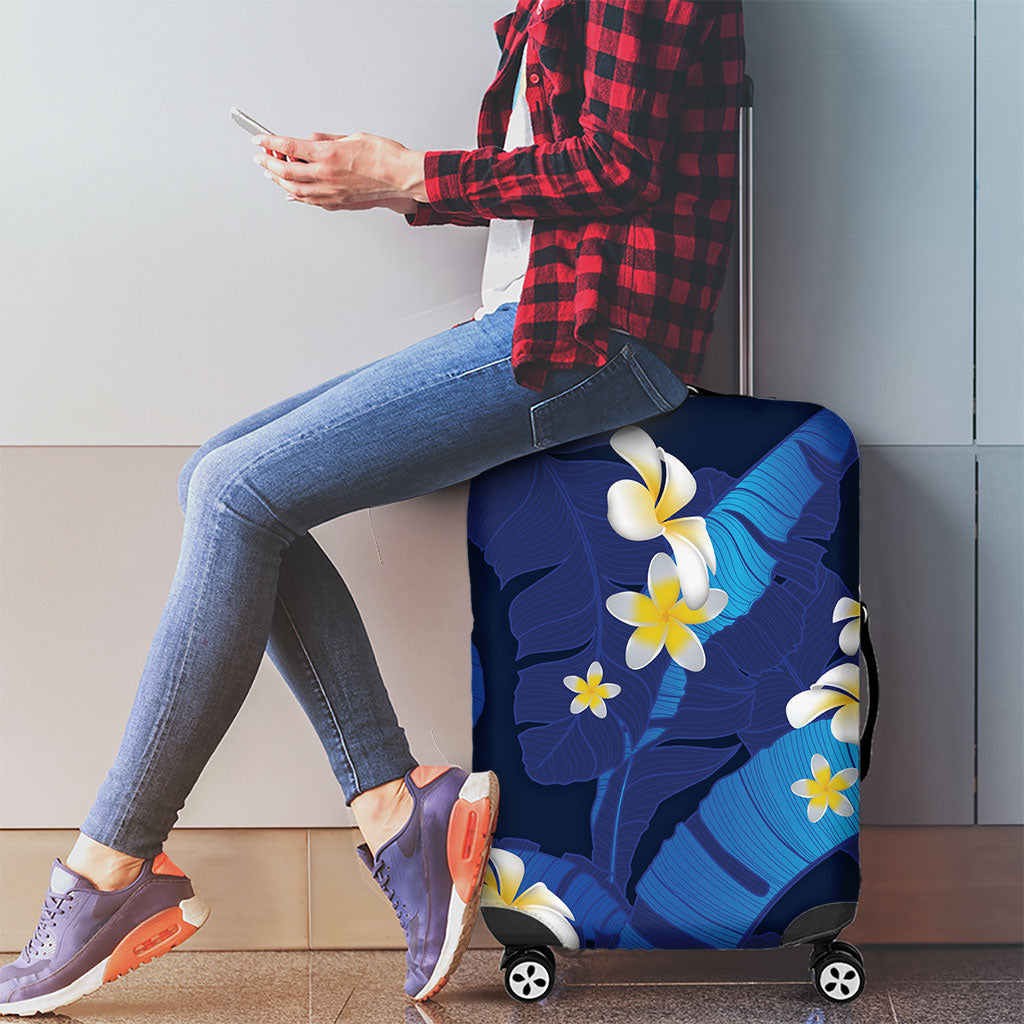 Teal Purple Banana Leaf Hawaii Luggage Cover Lau Maia Plumeria Tropical Summer Vibes LT14 - Polynesian Pride