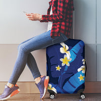Teal Purple Banana Leaf Hawaii Luggage Cover Lau Maia Plumeria Tropical Summer Vibes LT14 - Polynesian Pride