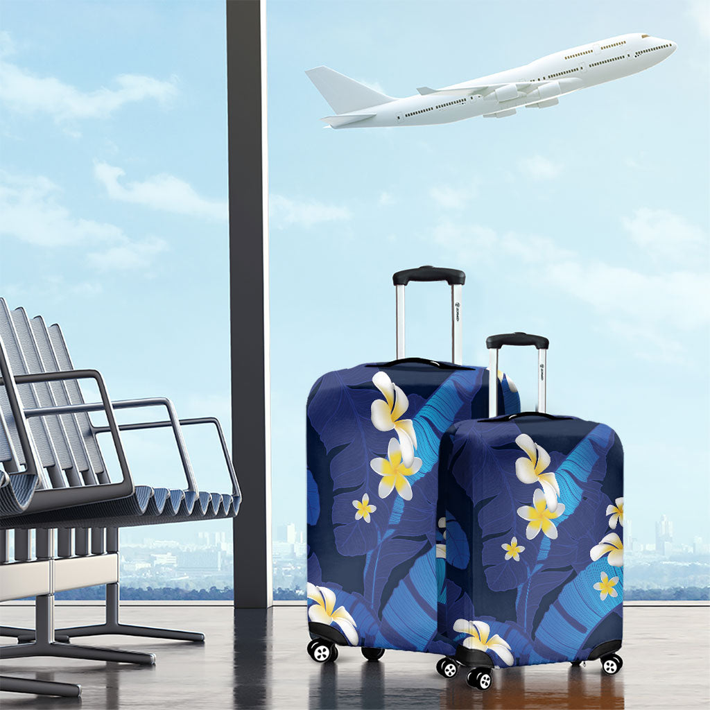 Teal Purple Banana Leaf Hawaii Luggage Cover Lau Maia Plumeria Tropical Summer Vibes LT14 - Polynesian Pride