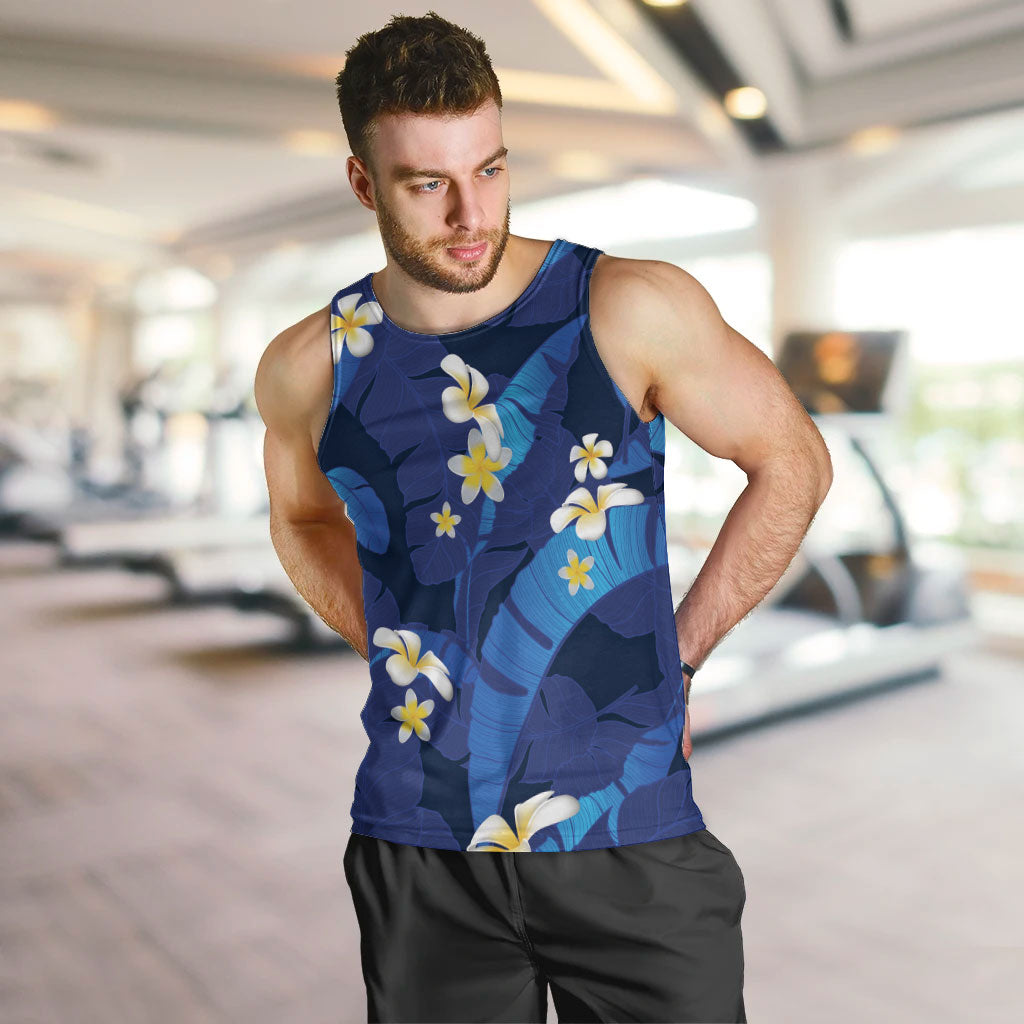 Teal Purple Banana Leaf Hawaii Men Tank Top Lau Maia Plumeria Tropical Summer Vibes LT14 Teal Purple - Polynesian Pride