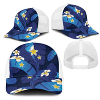 Teal Purple Banana Leaf Hawaii Mesh Trucker Cap Lau Maia Plumeria Tropical Summer Vibes LT14 - Polynesian Pride