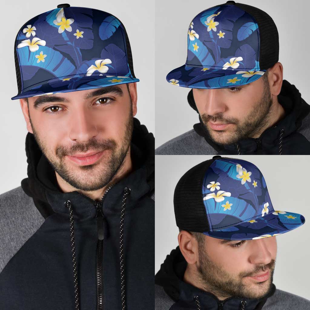 Teal Purple Banana Leaf Hawaii Mesh Trucker Cap Lau Maia Plumeria Tropical Summer Vibes LT14 - Polynesian Pride