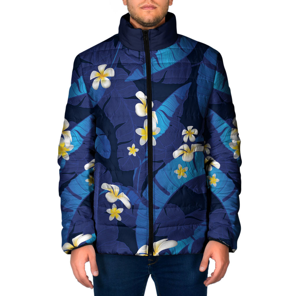 Teal Purple Banana Leaf Hawaii Padded Jacket Lau Maia Plumeria Tropical Summer Vibes LT14 Men Teal Purple - Polynesian Pride