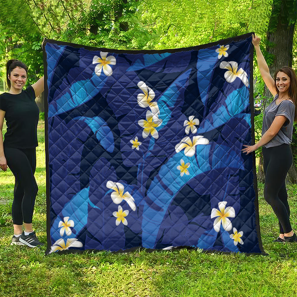 Teal Purple Banana Leaf Hawaii Quilt Lau Maia Plumeria Tropical Summer Vibes LT14 - Polynesian Pride