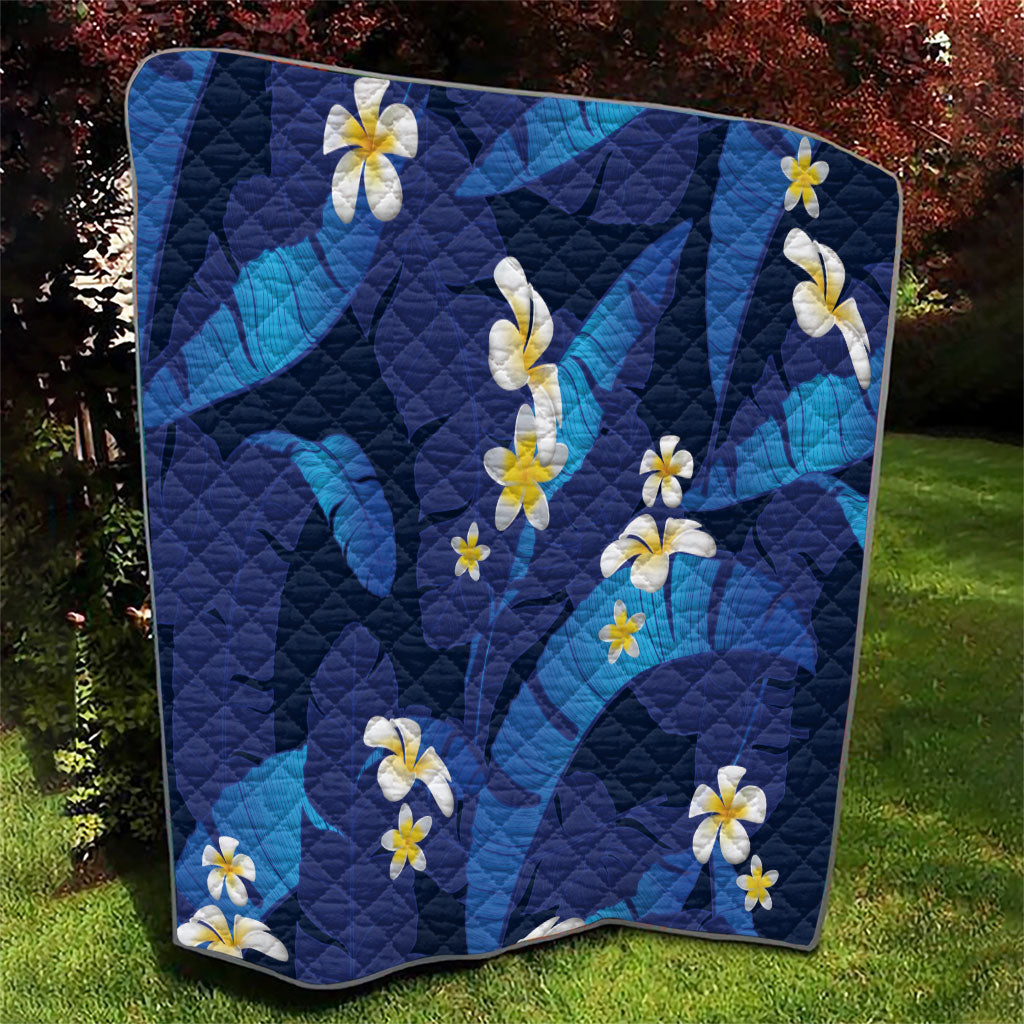 Teal Purple Banana Leaf Hawaii Quilt Lau Maia Plumeria Tropical Summer Vibes LT14 - Polynesian Pride