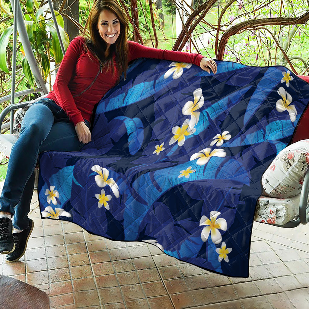 Teal Purple Banana Leaf Hawaii Quilt Lau Maia Plumeria Tropical Summer Vibes LT14 - Polynesian Pride