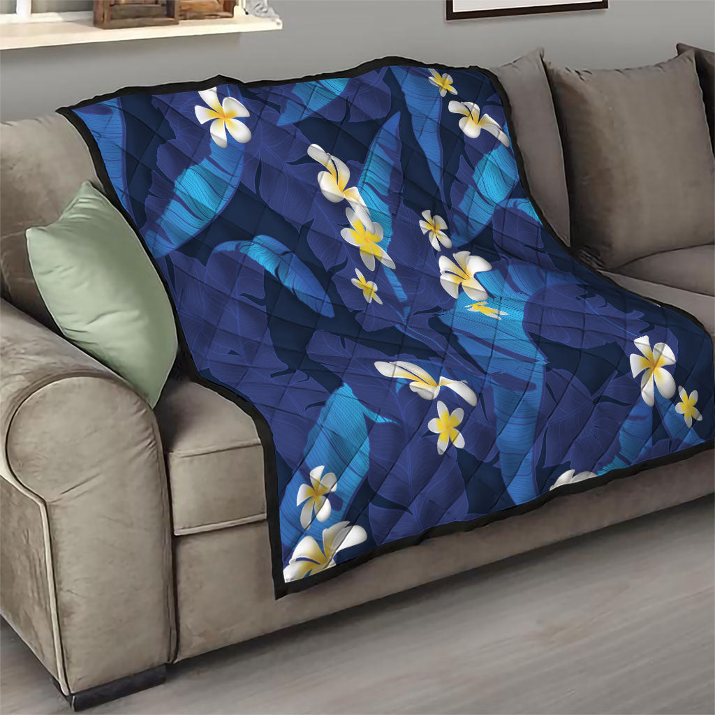 Teal Purple Banana Leaf Hawaii Quilt Lau Maia Plumeria Tropical Summer Vibes LT14 - Polynesian Pride
