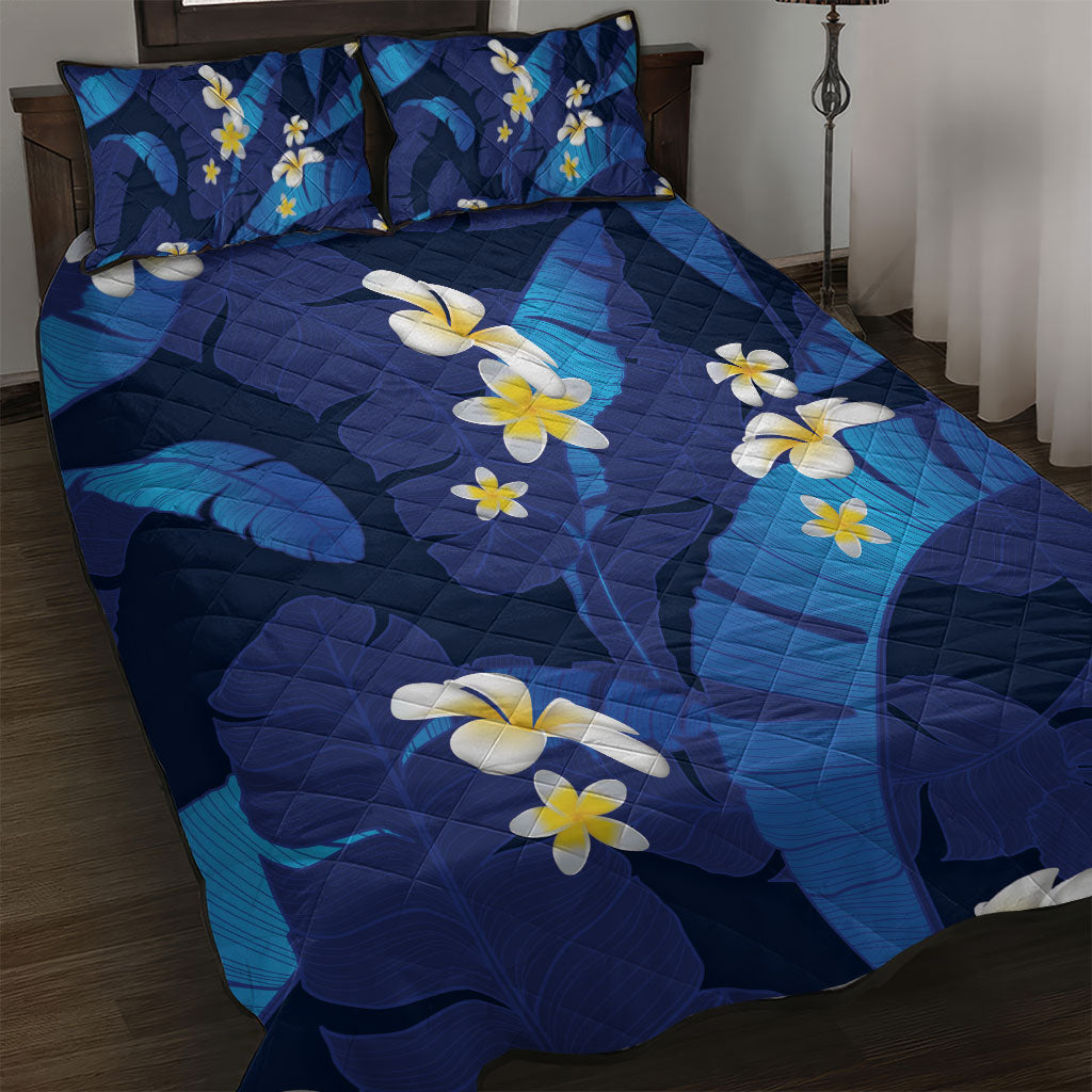 Teal Purple Banana Leaf Hawaii Quilt Bed Set Lau Maia Plumeria Tropical Summer Vibes LT14 Teal Purple - Polynesian Pride