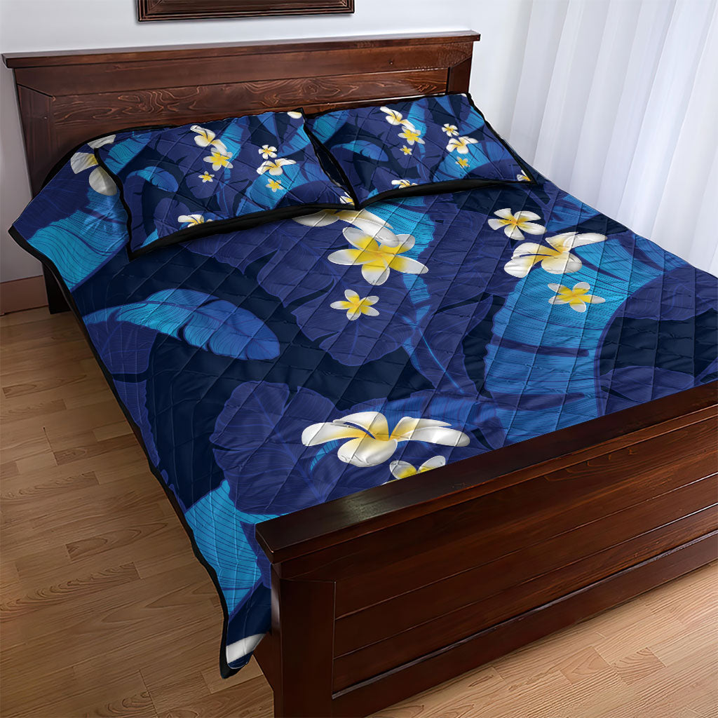 Teal Purple Banana Leaf Hawaii Quilt Bed Set Lau Maia Plumeria Tropical Summer Vibes LT14 - Polynesian Pride