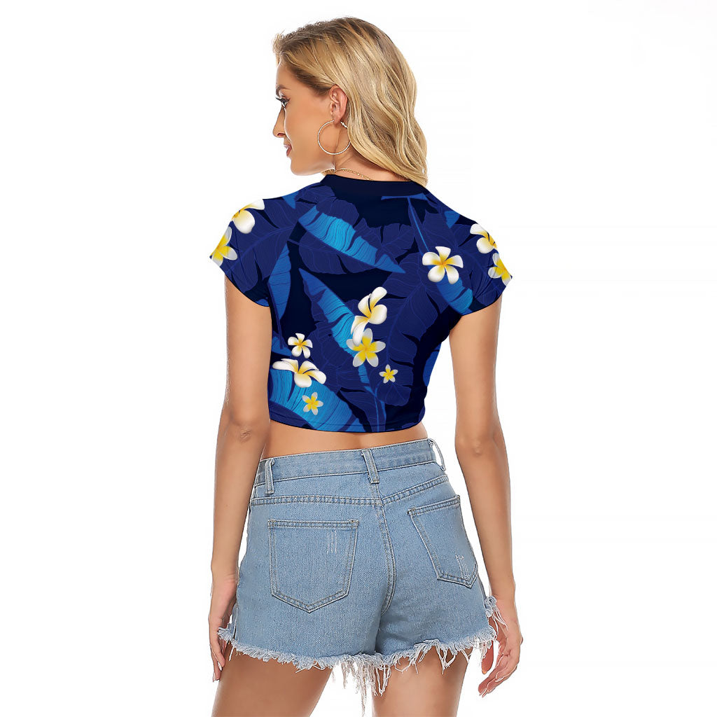 Teal Purple Banana Leaf Hawaii Raglan Cropped T Shirt Lau Maia Plumeria Tropical Summer Vibes LT14 - Polynesian Pride
