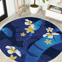 Teal Purple Banana Leaf Hawaii Round Carpet Lau Maia Plumeria Tropical Summer Vibes LT14 Teal Purple - Polynesian Pride