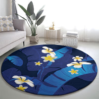 Teal Purple Banana Leaf Hawaii Round Carpet Lau Maia Plumeria Tropical Summer Vibes LT14 - Polynesian Pride