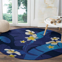 Teal Purple Banana Leaf Hawaii Round Carpet Lau Maia Plumeria Tropical Summer Vibes LT14 - Polynesian Pride