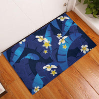 Teal Purple Banana Leaf Hawaii Rubber Doormat Lau Maia Plumeria Tropical Summer Vibes LT14 - Polynesian Pride
