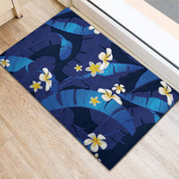 Teal Purple Banana Leaf Hawaii Rubber Doormat Lau Maia Plumeria Tropical Summer Vibes LT14 - Polynesian Pride