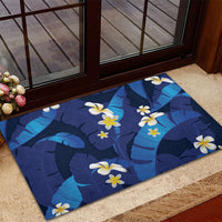 Teal Purple Banana Leaf Hawaii Rubber Doormat Lau Maia Plumeria Tropical Summer Vibes LT14 - Polynesian Pride
