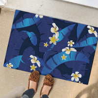 Teal Purple Banana Leaf Hawaii Rubber Doormat Lau Maia Plumeria Tropical Summer Vibes LT14 - Polynesian Pride