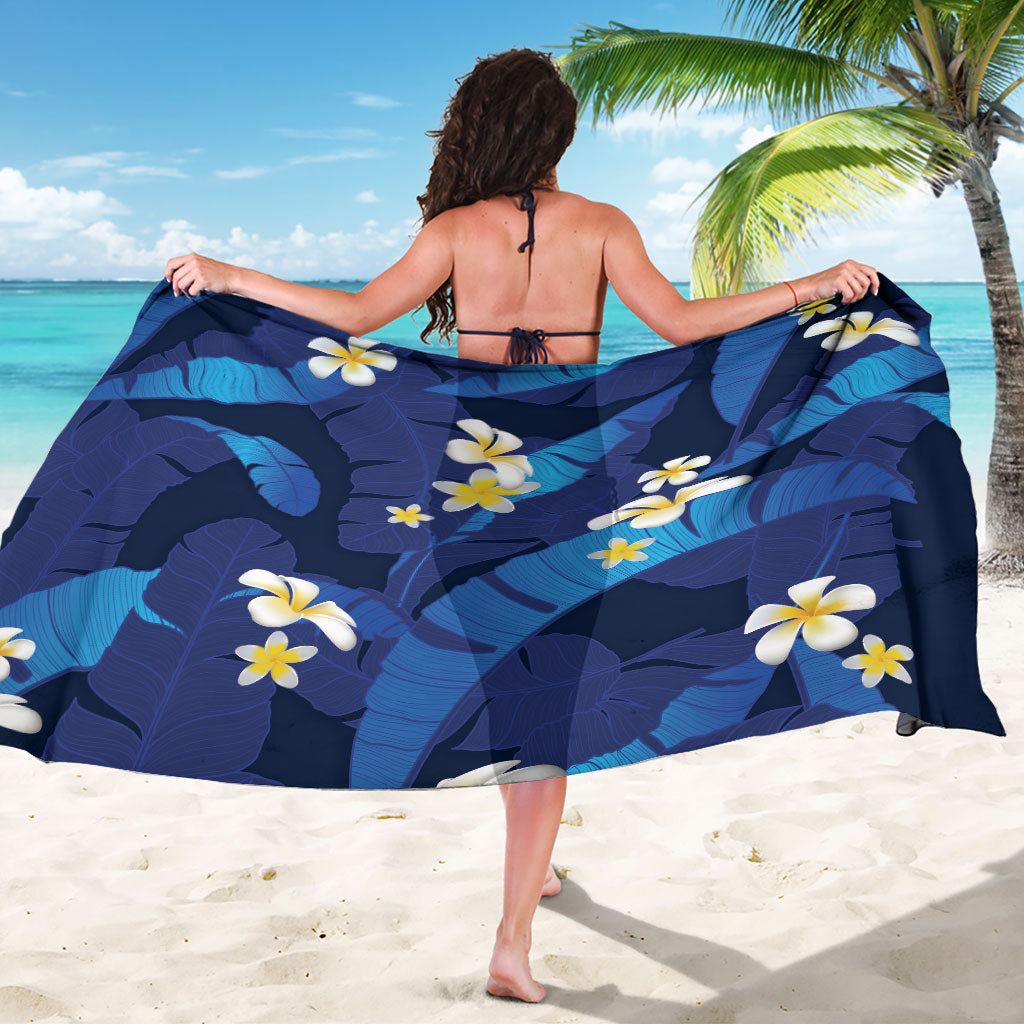 Teal Purple Banana Leaf Hawaii Sarong Lau Maia Plumeria Tropical Summer Vibes LT14 - Polynesian Pride