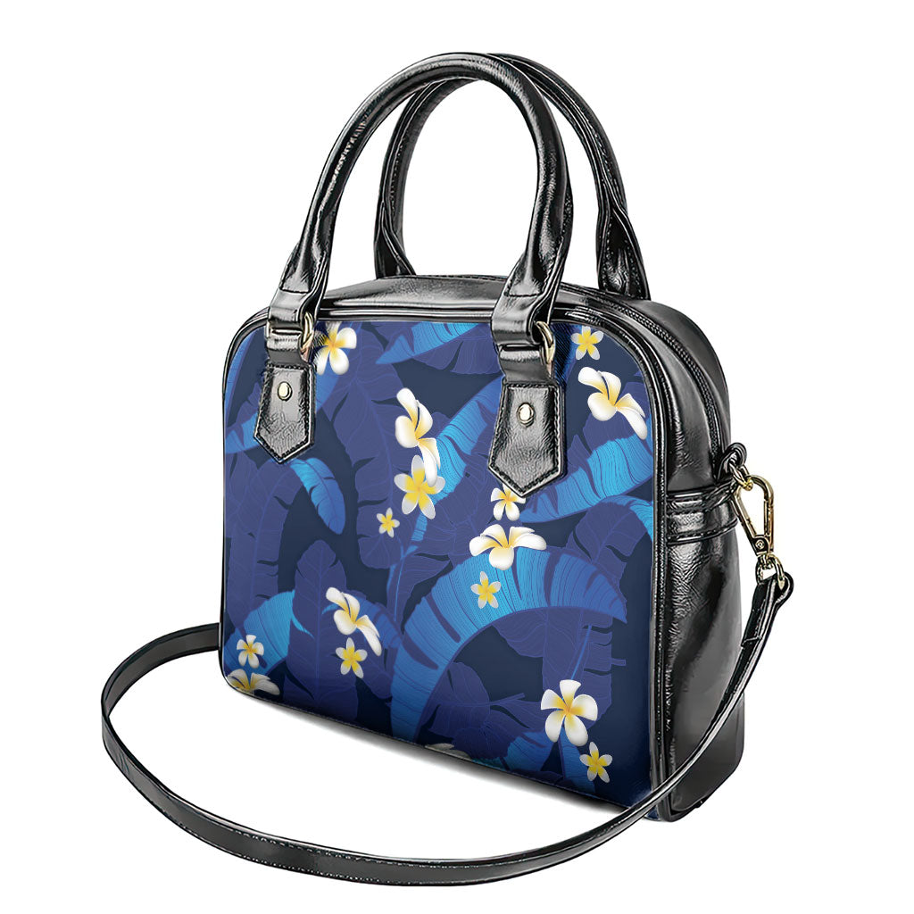 Teal Purple Banana Leaf Hawaii Shoulder Handbag Lau Maia Plumeria Tropical Summer Vibes LT14 - Polynesian Pride