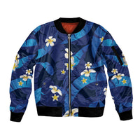 Teal Purple Banana Leaf Hawaii Sleeve Zip Bomber Jacket Lau Maia Plumeria Tropical Summer Vibes LT14 Unisex Teal Purple - Polynesian Pride