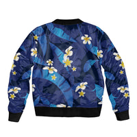 Teal Purple Banana Leaf Hawaii Sleeve Zip Bomber Jacket Lau Maia Plumeria Tropical Summer Vibes LT14 - Polynesian Pride