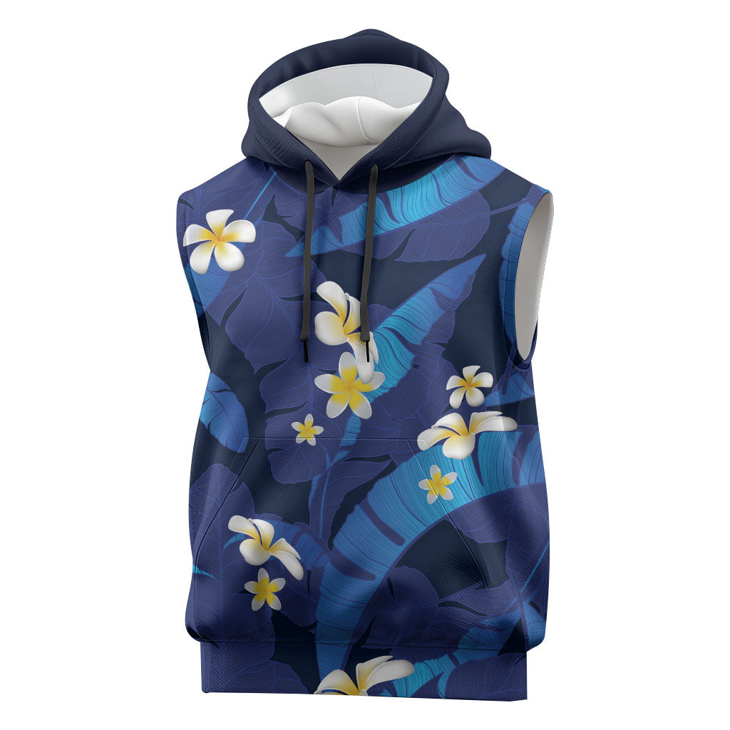 Teal Purple Banana Leaf Hawaii Sleeveless Hoodie Lau Maia Plumeria Tropical Summer Vibes LT14 Teal Purple - Polynesian Pride