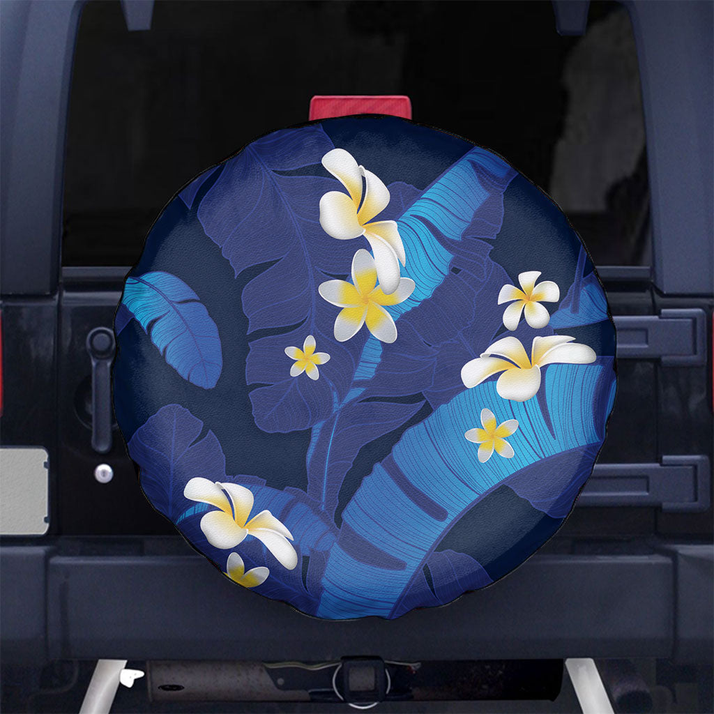 Teal Purple Banana Leaf Hawaii Spare Tire Cover Lau Maia Plumeria Tropical Summer Vibes LT14 No hole Teal Purple - Polynesian Pride