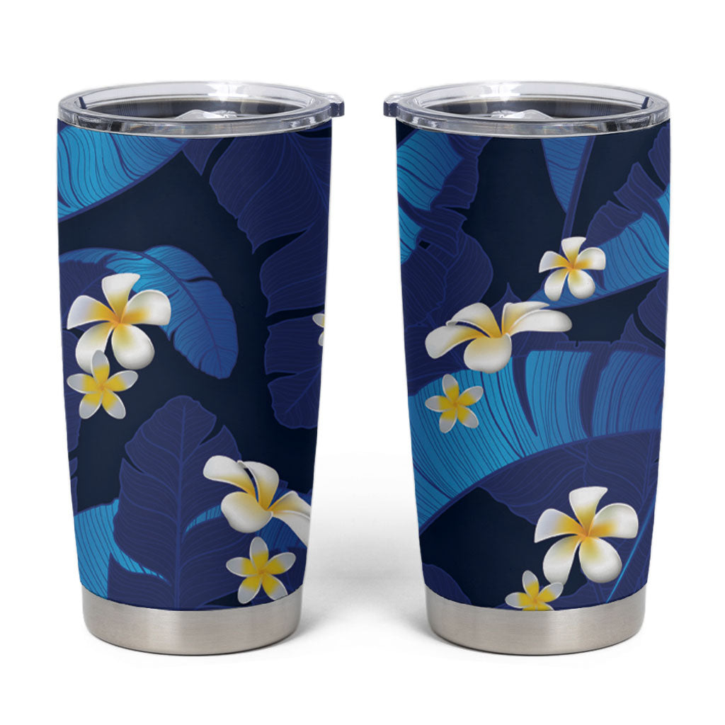 Teal Purple Banana Leaf Hawaii Tumbler Cup Lau Maia Plumeria Tropical Summer Vibes LT14 Teal Purple - Polynesian Pride