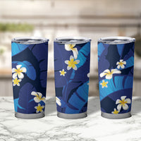 Teal Purple Banana Leaf Hawaii Tumbler Cup Lau Maia Plumeria Tropical Summer Vibes LT14 - Polynesian Pride