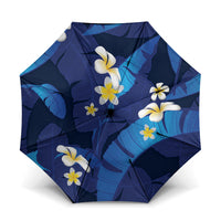 Teal Purple Banana Leaf Hawaii Umbrella Lau Maia Plumeria Tropical Summer Vibes LT14 One Size Folded 11.42 inch Opened Diameter 37.4 inch Teal Purple - Polynesian Pride