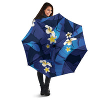 Teal Purple Banana Leaf Hawaii Umbrella Lau Maia Plumeria Tropical Summer Vibes LT14 - Polynesian Pride