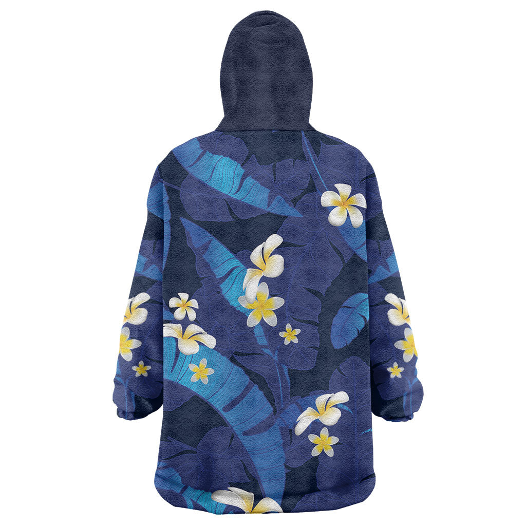 Teal Purple Banana Leaf Hawaii Wearable Blanket Hoodie Lau Maia Plumeria Tropical Summer Vibes LT14 - Polynesian Pride