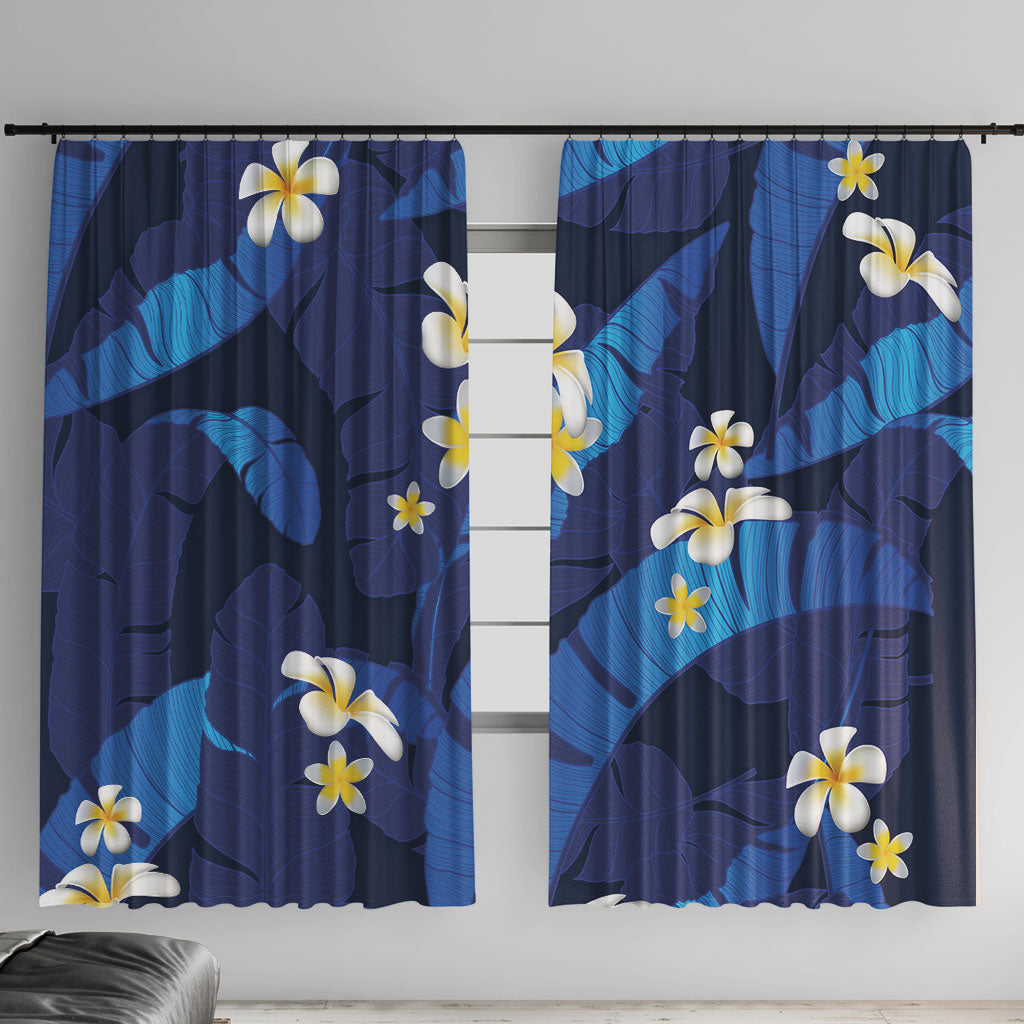 Teal Purple Banana Leaf Hawaii Window Curtain Lau Maia Plumeria Tropical Summer Vibes LT14 With Hooks Teal Purple - Polynesian Pride