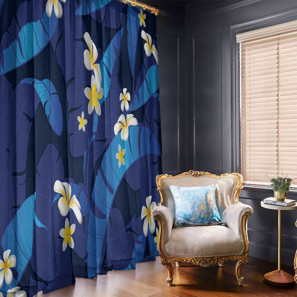 Teal Purple Banana Leaf Hawaii Window Curtain Lau Maia Plumeria Tropical Summer Vibes LT14 - Polynesian Pride