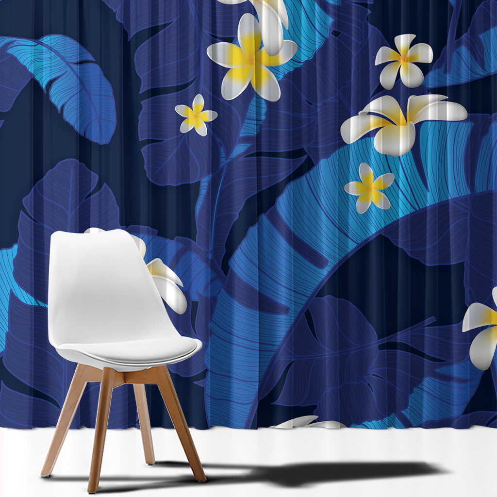 Teal Purple Banana Leaf Hawaii Window Curtain Lau Maia Plumeria Tropical Summer Vibes LT14 - Polynesian Pride