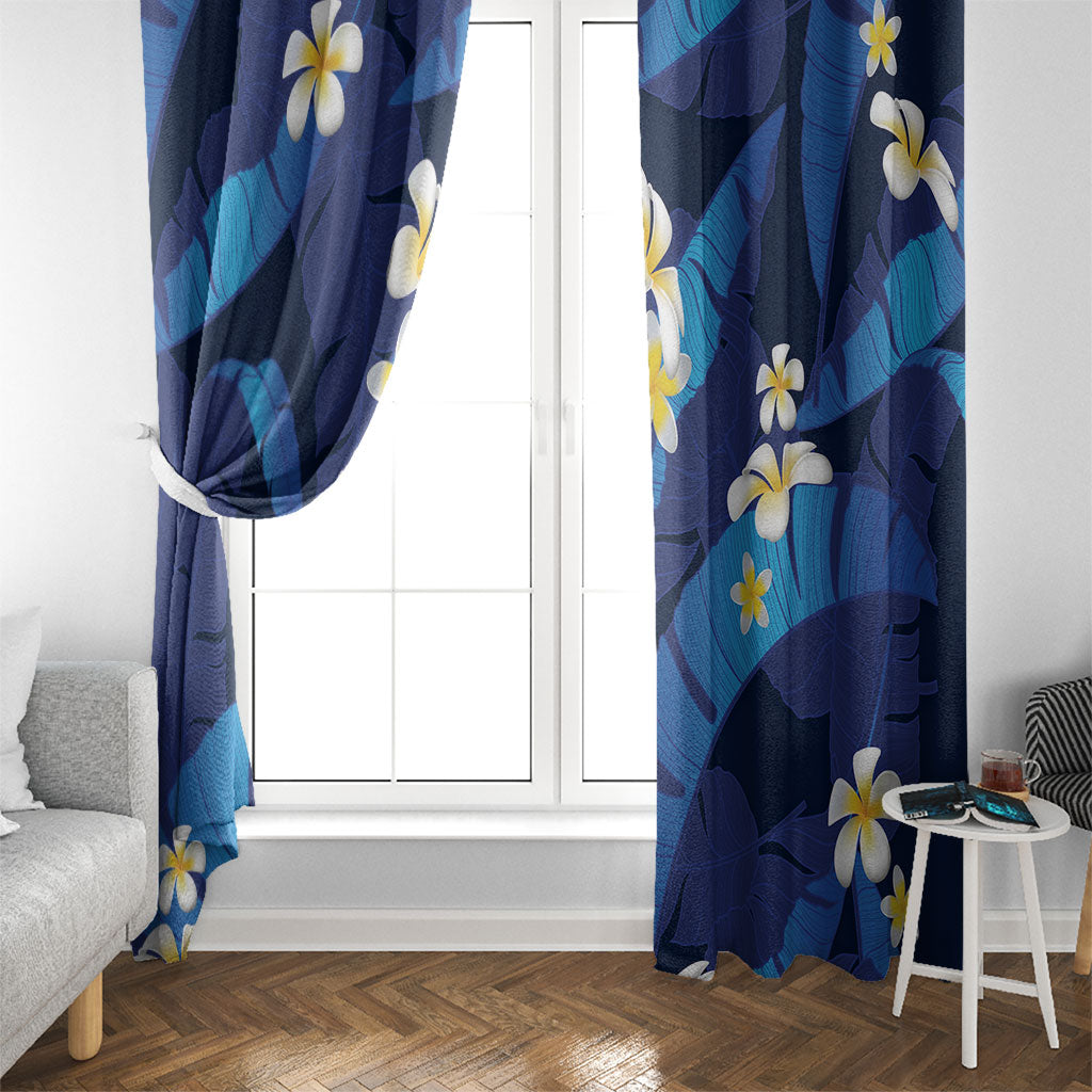 Teal Purple Banana Leaf Hawaii Window Curtain Lau Maia Plumeria Tropical Summer Vibes LT14 - Polynesian Pride