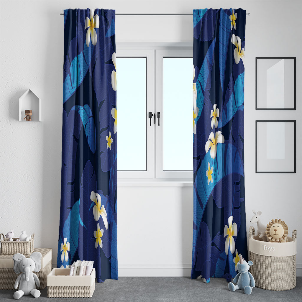 Teal Purple Banana Leaf Hawaii Window Curtain Lau Maia Plumeria Tropical Summer Vibes LT14 - Polynesian Pride