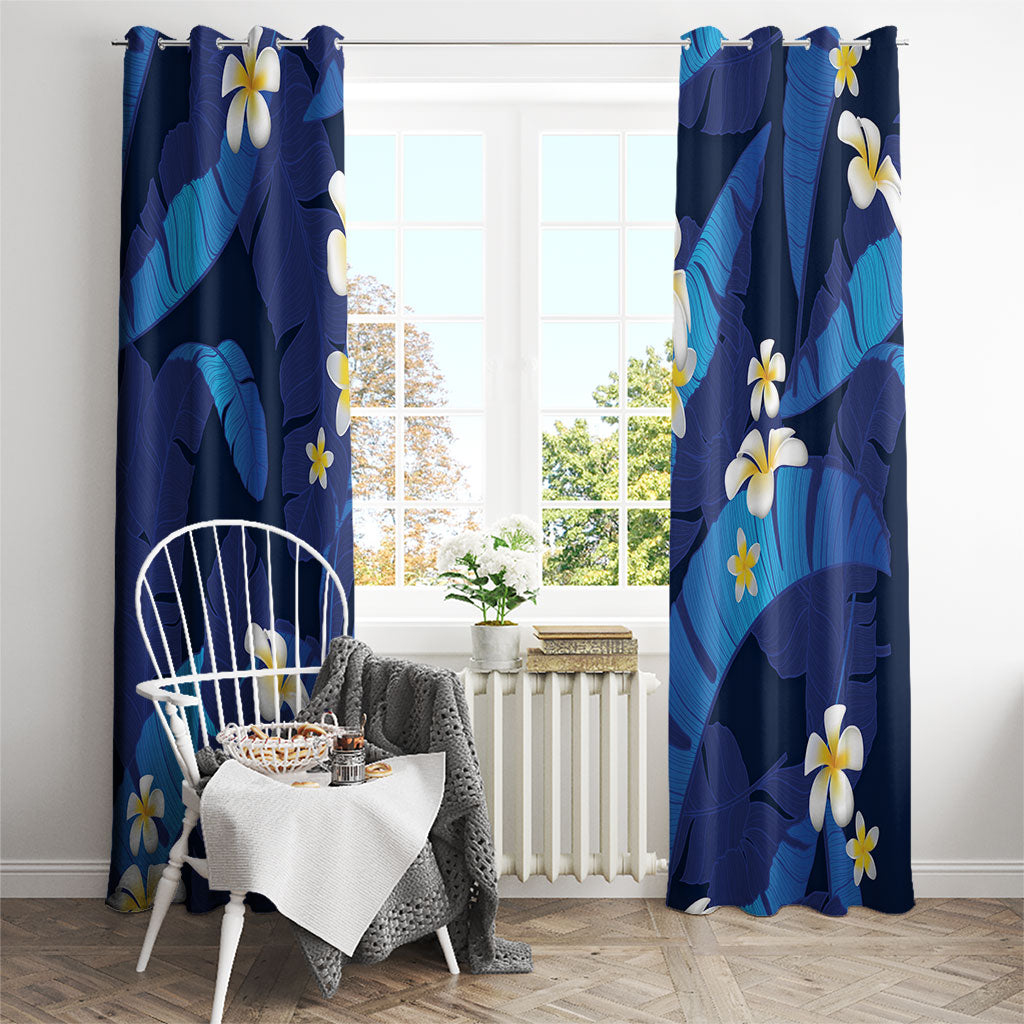 Teal Purple Banana Leaf Hawaii Window Curtain Lau Maia Plumeria Tropical Summer Vibes LT14 - Polynesian Pride