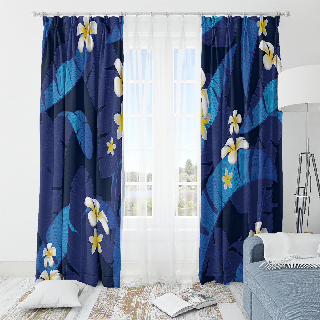 Teal Purple Banana Leaf Hawaii Window Curtain Lau Maia Plumeria Tropical Summer Vibes LT14 - Polynesian Pride