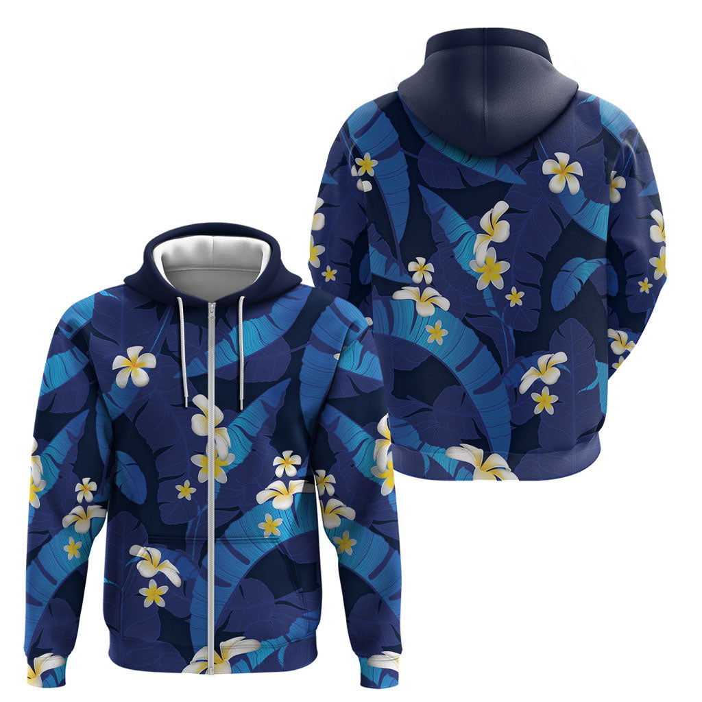 Teal Purple Banana Leaf Hawaii Zip Hoodie Lau Maia Plumeria Tropical Summer Vibes LT14 - Polynesian Pride