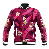 Pink Banana Leaf Hawaii Baseball Jacket Lau Maia Plumeria Tropical Summer Vibes LT14 Unisex Pink - Polynesian Pride