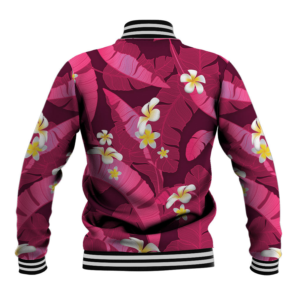 Pink Banana Leaf Hawaii Baseball Jacket Lau Maia Plumeria Tropical Summer Vibes LT14 - Polynesian Pride